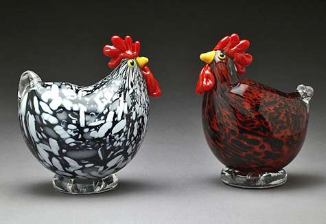 Two glass roostersBilly-&-Katie-Bernstein
