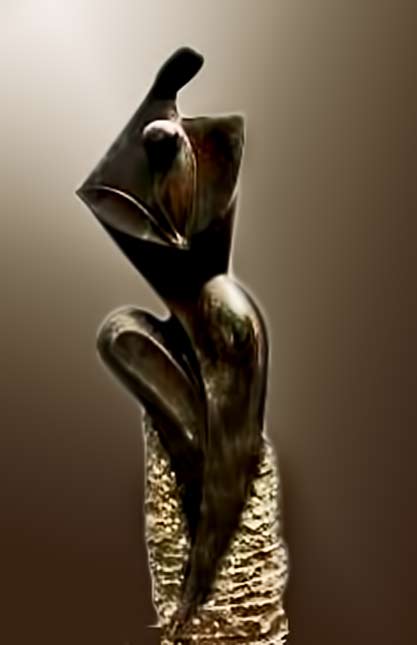 abstract sculpture women holding a child