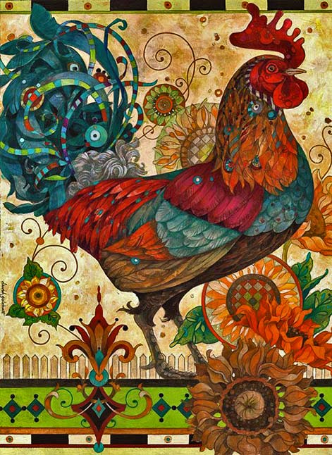 david-galchutt His-morning-strut Rooster painting