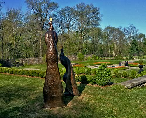 Gaston Lachaise-peacock sculptures in the garden