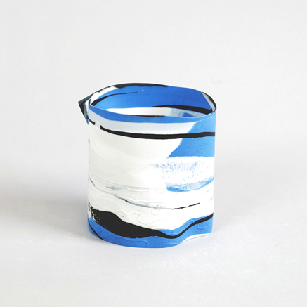Henk-Wolvers black, white and blue ceramic sculpture