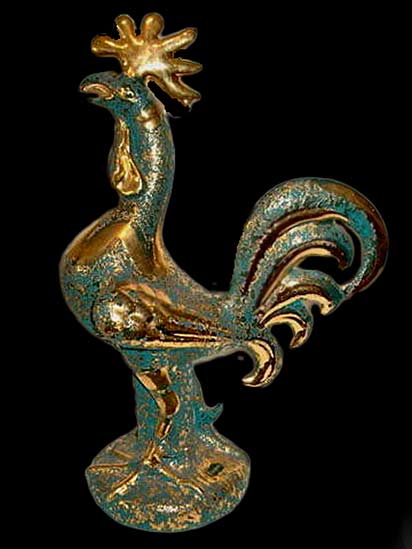 sascha-brastoff-green and gold rooster