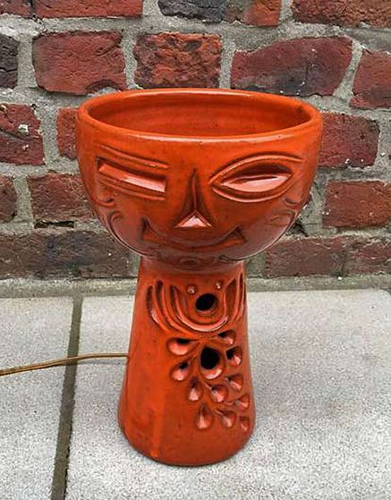 Boleslaw-Danikowski,-red Ceramic-Table-Lamp