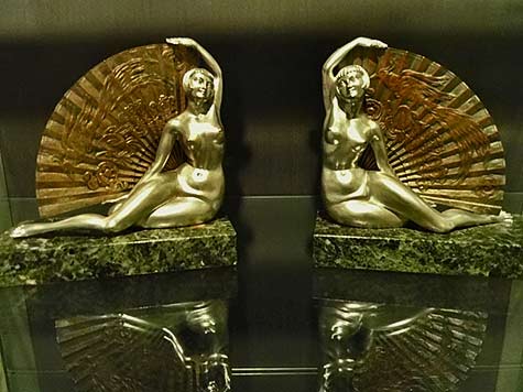 French-Art-Deco-reclining females with large fans Bookends