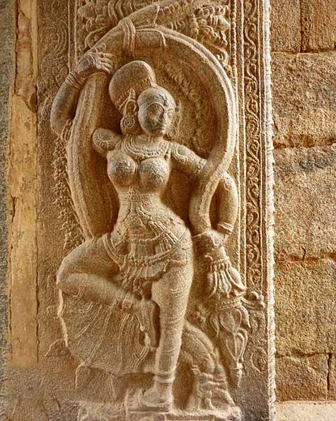 Kolaramma-Temple carved stone dancing lady