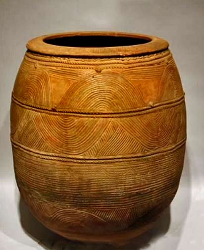 African terracotta pot with incised decoration