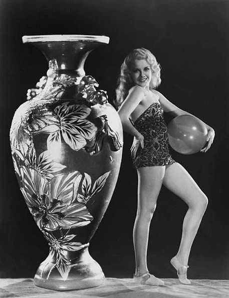Joan Marsh posing with beach ball