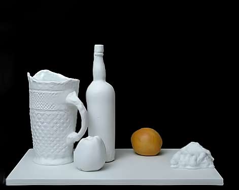 Classic still life presented with ceramics by George Segal