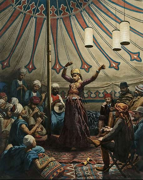 Egyptian Dancer in a Tent, by Willem de Famars Testas, 1863, Dutch Painting, watercolor.
