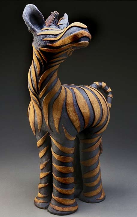 Sharon Stelter abstract ceramic Zebra sculpture