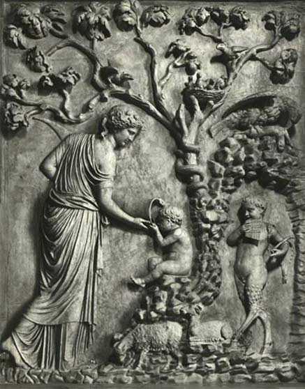 Goddess Ioniun who reared Dionysus, under a grape vine