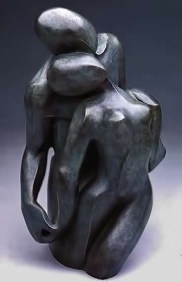 Bernard-Kapfe abstract cuddling lovers sculpture