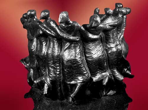 Dance of Life sculpture - Dancing circle of women arm in arm