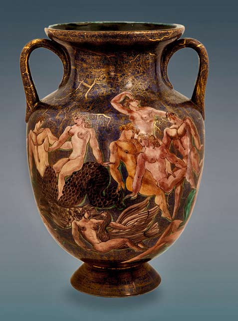Jean-Mayodon baluster vase with naked figures