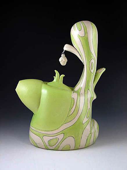 Chandra-DeBuse lime green abstract pattern teapot