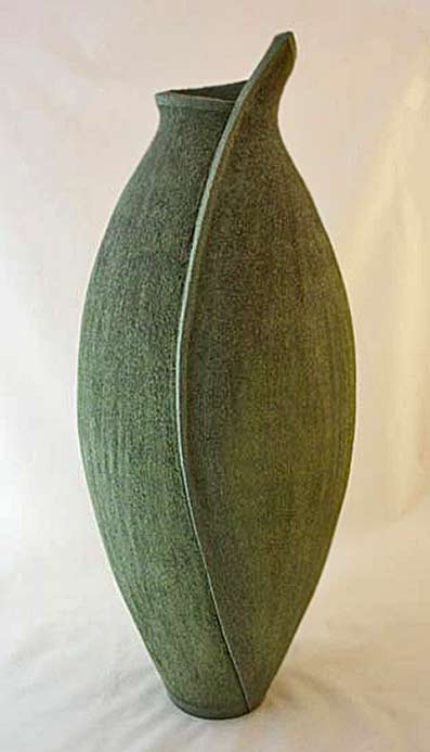 Kay Stratford green ceramic shell vase