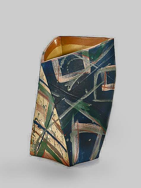 Alison-Britton-abstract ceramic vessel with asymmetrical form