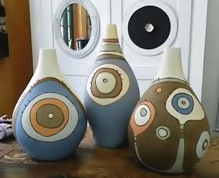 Anelise-Bredow ceramic vessels with bullseye motifs