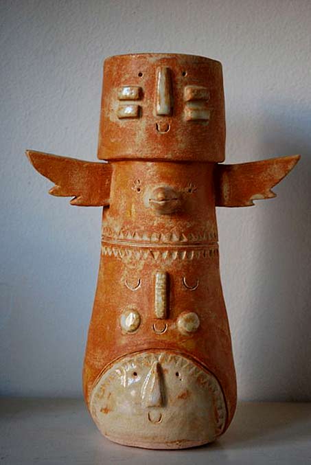 Atelier Stella. Chief Square Head Totem in Terracotta.