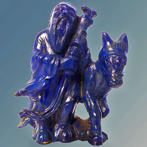 Chinese Lapis-Lazuli-Sculpture of a sage with a donkey