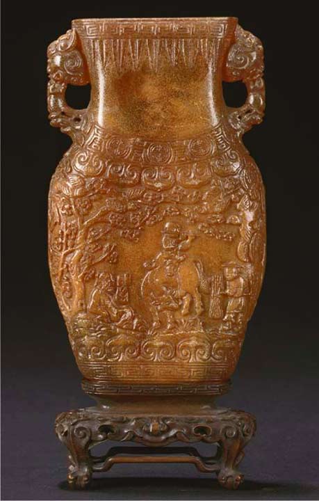 carved amber vase China