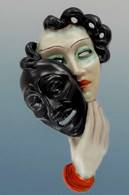 Art Deco Ceramic-Wall-Mask-'TRAGEDY'-By-Goldscheider-Wien