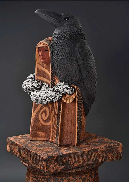 Clayton_Thiel_ShamanicFigures_Raven-Magic black raven saculpture