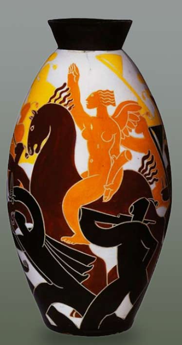 Corrado Cagli-Dante Baldelli The March on Rome ceramic ovoid vase