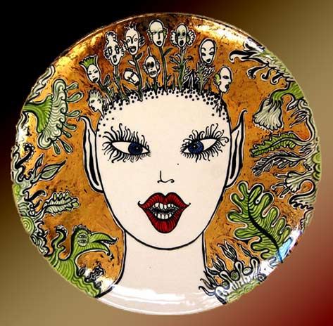Fire-spirit---plate - female face - Jenny Orchard