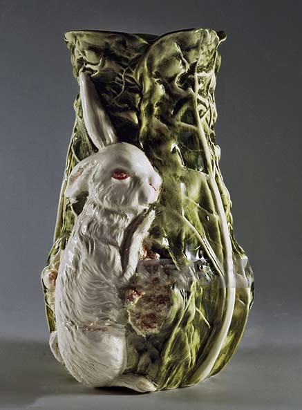 Flower-vase-representing-rabbit-and-cabbage-(20th-century),L'Ancora-manufacture