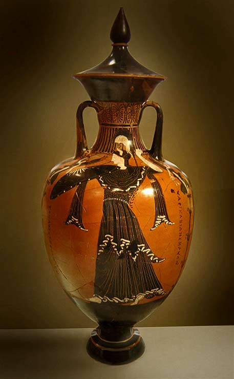 Greek amphora, National Archaeological Museum of Athens, showing the goddess Athena