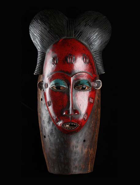 Ivory-Coast-red-mask carved from wood