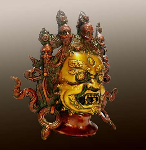 Gold and red Mahakala-Buddha-Wall-Mask