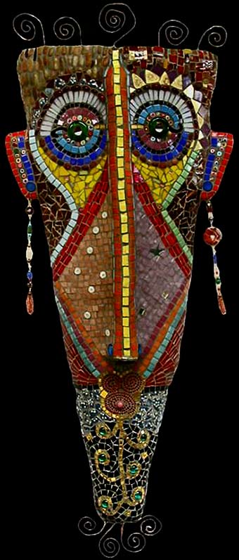 Ceramic mosaic Mask Lungo by Irina Charny