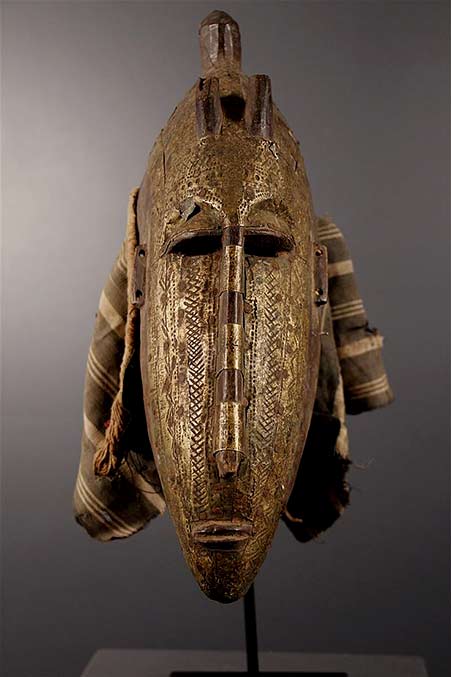 Janus mask from the Markha people of Mali - wood and metal 