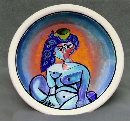 Michael Wein - Picasso tribute porcelain platter - nude cubist woman