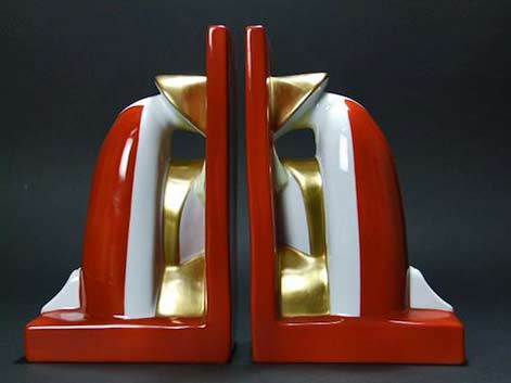 Robj-Chinaman-bookends in red ,white and gold