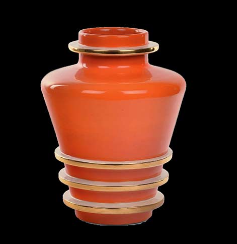 Rometti-Umbertide-red vase with gold bands