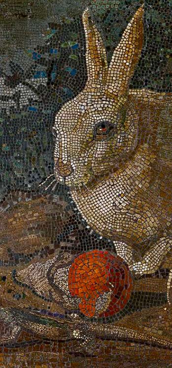 Mosaic with a rabbit, lizard and mushroom, 19th or early 20th century.- MET