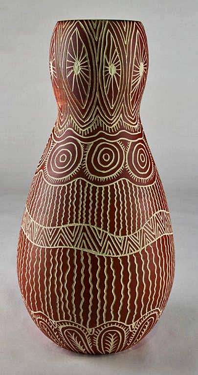 Vivian Thompson Kungkarangkalpa (Seven Sisters) stoneware with terrasigilatta
