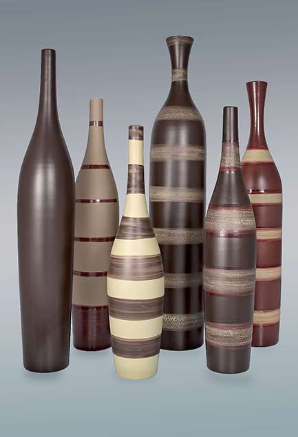 Ceramic bottles with horizontal stripes - Jean-Christoph-Clair