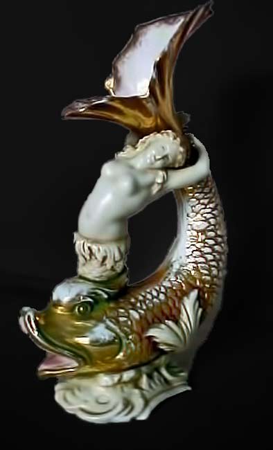 Porcelain-Mermaid-and-Dolphin-Vase