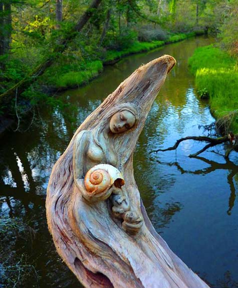 Driftwood-female river Sculpture by Debra Bernier