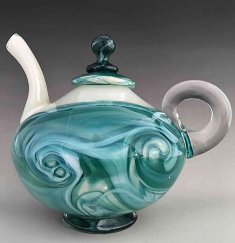 Eben Horton,-Tempest in a Teapot teal colour blown glass