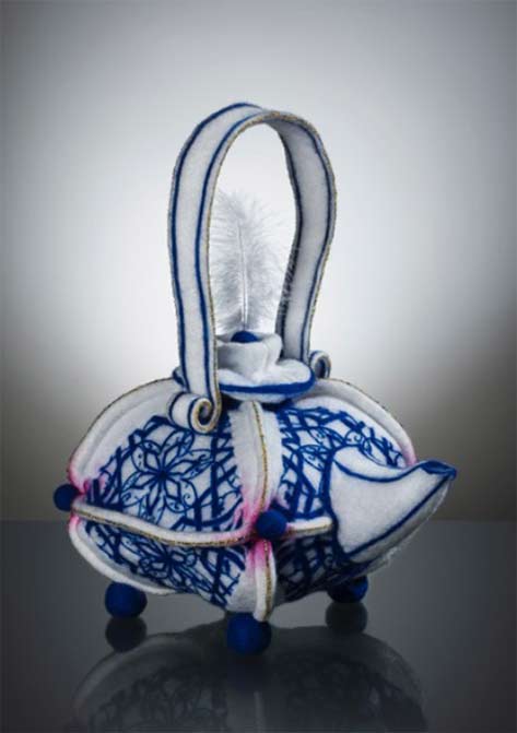 Felted-Delft-Teapot---Meryl-Ruth-Fosshape,-fabric-paint,-merino-wool,-gold-leaf,-thread