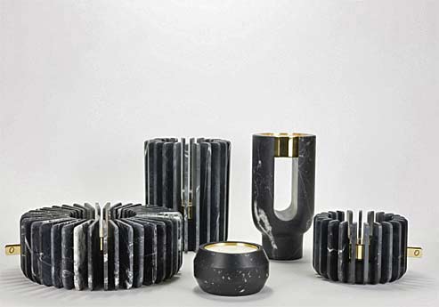 Ooumm, black marble candle holders and fragrance