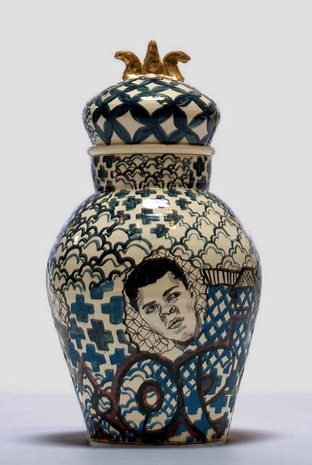 Robert-Lugo-lidded ceramic jar-Wexler-Gallery