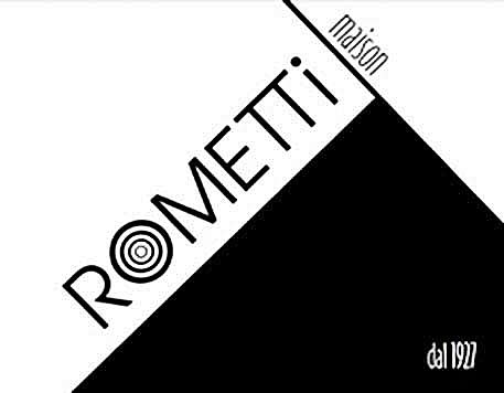 Rometti black and white geometric logo