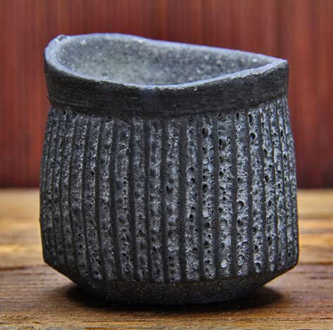 Grey and black Tamba cup - Masahiko Ichino