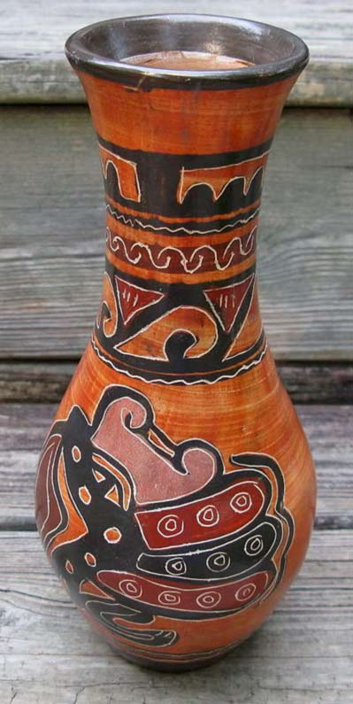 Vintage Chorotega Indians pottery handmade vase Costa Rica